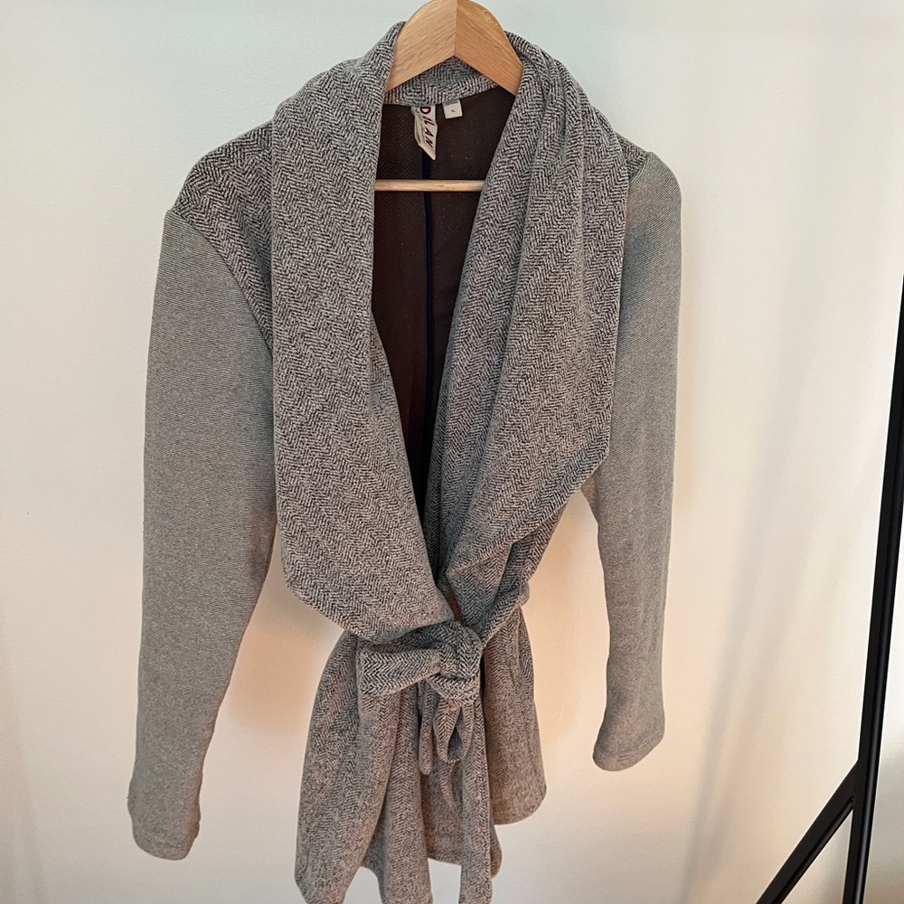 Anthropologie Dolan Northfield Belted Knit Jacket Cardigan - Gray - Picture 2 of 6